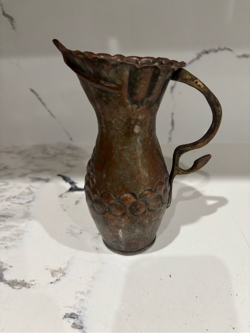 Antique Copper Decorative Pitcher Vase - Brown Copper Finish hand hammered